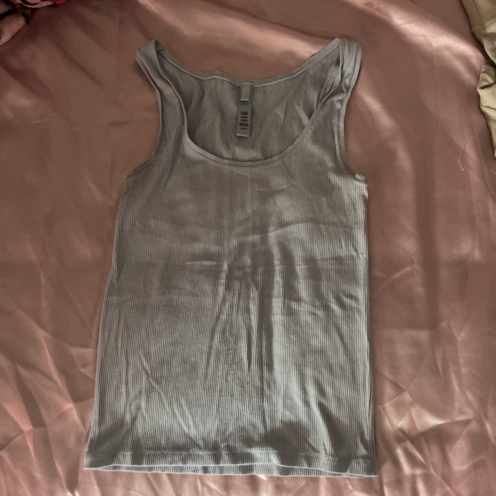 Light Blue Ribbed Tank Top